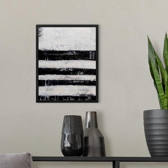 CANVAS ON DEMAND Four Roads White Float Framed Canvas Wall Art Print by Erin Ashley, Contemporary, Abstract, Home Decor, Modern Artwork, 11" x14in