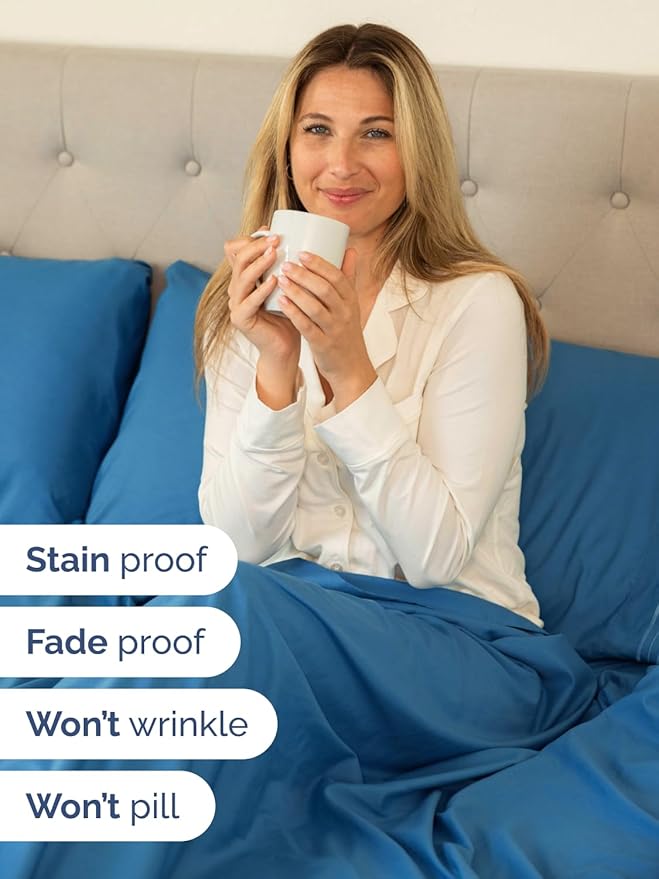 Extra Deep Twin Sheet Set - 4 Piece Breathable and Cooling Sheets - Hotel Luxury Bedding for Women, Men, Kids & Teens - Easy & Secure Fit - Soft, Wrinkle Free & Comfy - Extra Deep Pockets - Denim Blue