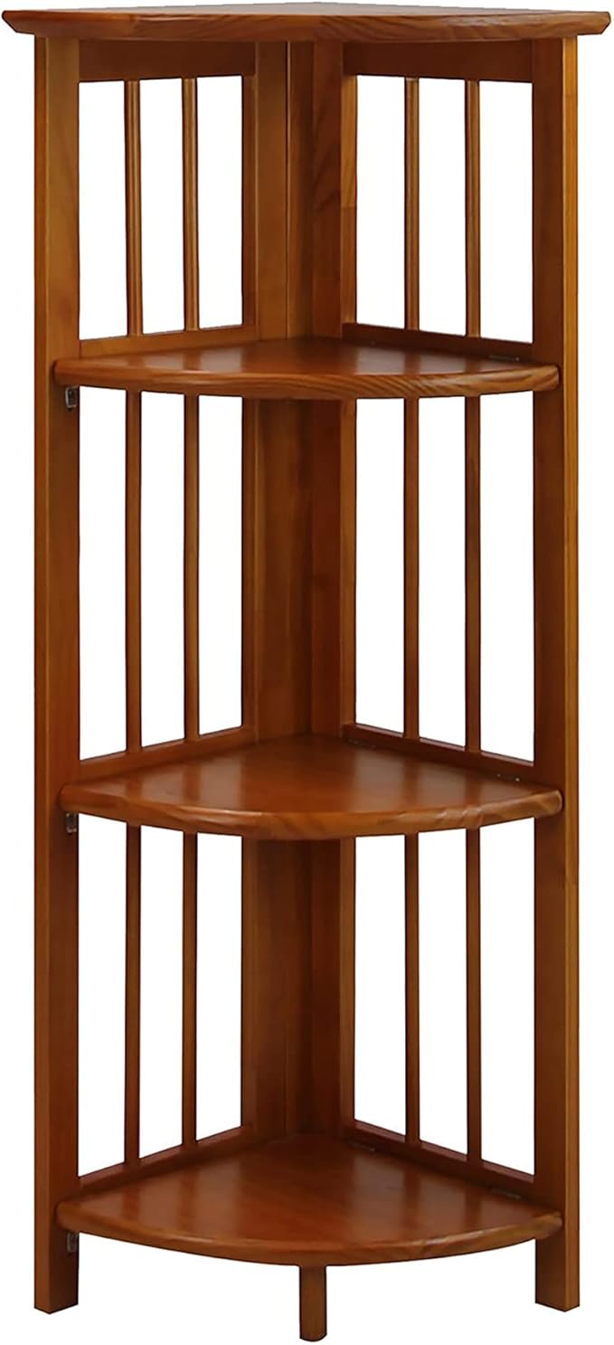 Casual Home 4-Shelf Corner Folding Bookcase, Honey Oak