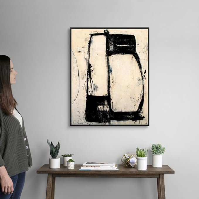 CANVAS ON DEMAND Lazy Dog Silver Float Framed Canvas Wall Art Print by Erin Ashley, Abstract, Home Decor, Modern Abstract, Artwork,24" x30in