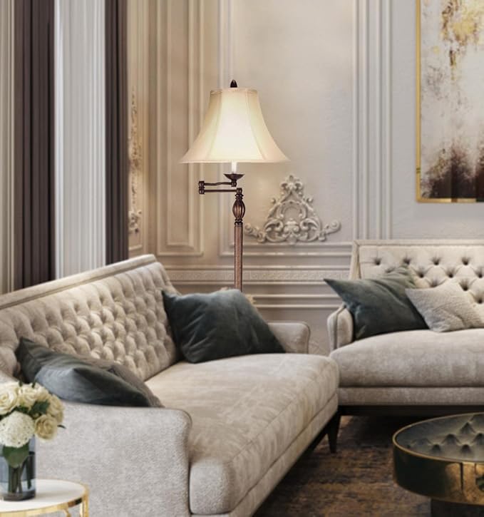Cal One Light Swing Arm Floor Lamp-9.8 Inches Wide by 16.4 Inches High