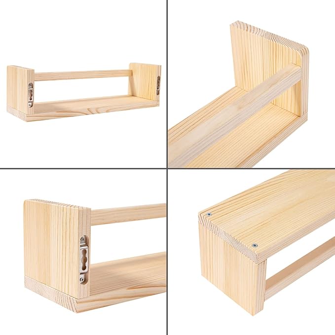 AZSKY Floating Nursery Book Shelves for Wall Set of 3, Wood Bookshelf for Kids Room, Small Bookshelf Wall Mounted for Baby Teen Boys Girls Bedoom Bathroom Decor Storage