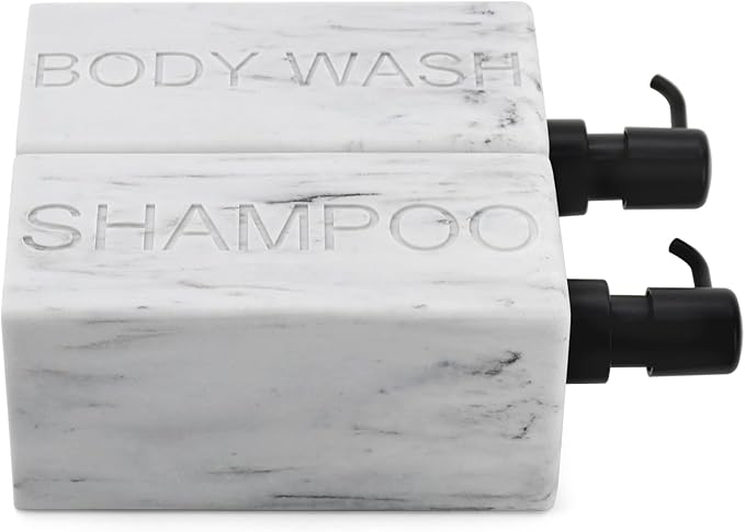 Rectangular Resin Dispenser Premium Bathroom Shampoo Conditioner Body Wash Bottle Modern Refillable Pump Design