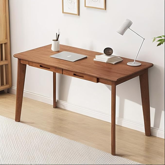 DELLMAO Writing Computer Desk Office Desk Computer Table Study Writing Desk with 2 Drawers for Home Office Modern Furniture
