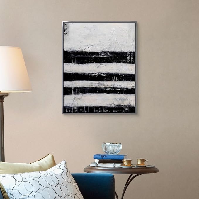 CANVAS ON DEMAND Four Roads Black Float Framed Canvas Wall Art Print by Erin Ashley, Contemporary, Abstract, Home Decor, Modern Abstract, Artwork,24" x30in