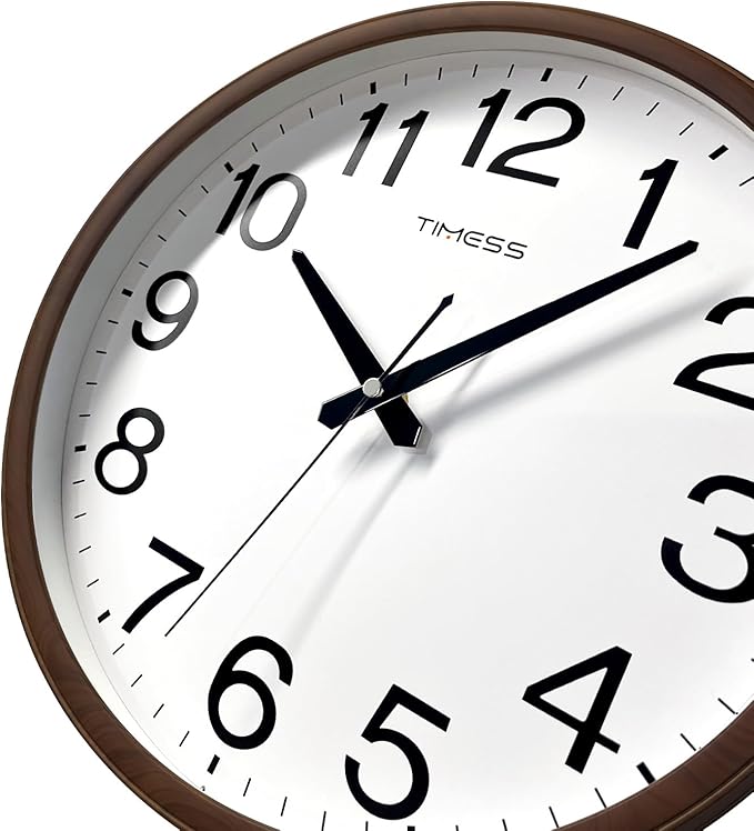 TIMESS Wall Clock, Classic Wood Style Finish, 11 Inch Non-Ticking Silent Battery Operated Analog Clock, Ideal Retro Decor for Home, Bedroom, Living Room, Kitchen, Bathroom, Office(Wood Brown)