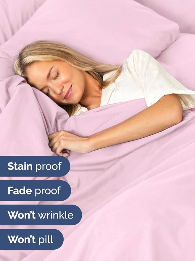 Extra Deep Split King Sheet Set - 7 Piece Breathable and Cooling Sheets - Hotel Luxury Bedding for Women, Men, Kids & Teens - Easy Secure Fit - Soft & Wrinkle Free - Extra Deep Pockets - Light Pink