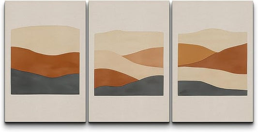 wall26 Canvas Print Wall Art Set Minimalist Geometric Landscape Neutral Illustrations Fine Art Decorative Botanical Rustic for Living Room, Bedroom, Office - 24"x36" x 3