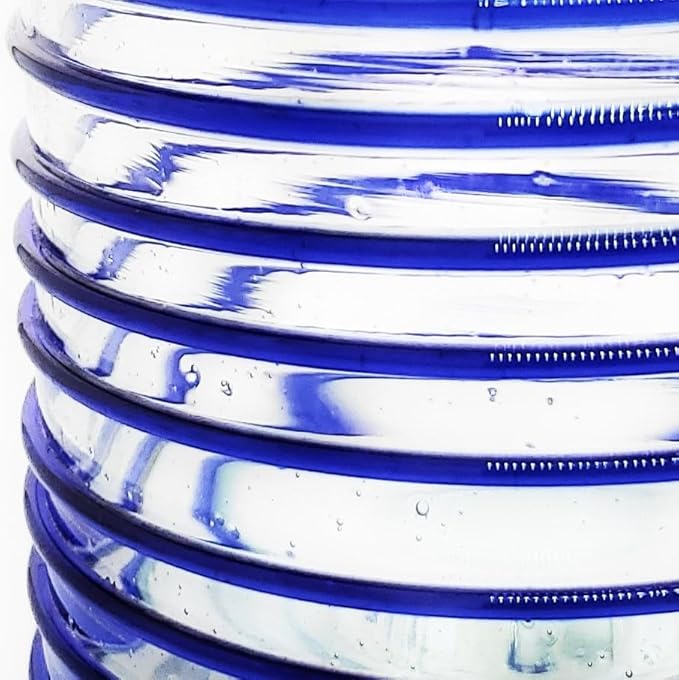 Cobalt Blue Spiral 14 oz Drinking Glasses (set of 6), Recycled Glass, Lead-free, Toxin-Free (Drinking)