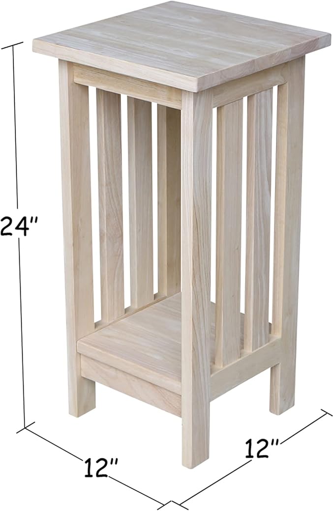 IC International Concepts Mission Plant Stand, 24-Inch High, Solid Parawood, Unfinished