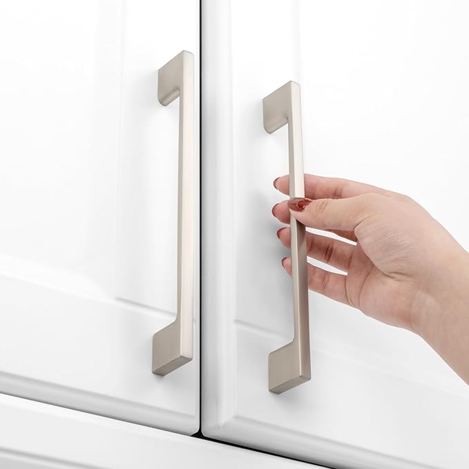 KOOFIZO 30 Pack 6-1/4 Inch Brushed Nickel Kitchen Cabinet Pulls Stain Nickel Cabinet Handles Silver Cabinet Hardware for Kitchen Cabinets Drawer P01 Dresser Cupboard Bedroom Bathroom