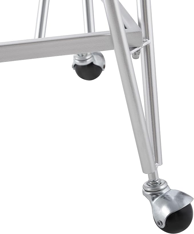 Linon Gina Silver Mid Century Bar Cart with Mirrored Shelves on Locking Castors