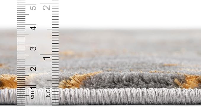 Rugs.com - Vogue Geo Rug – 10' x 13' 1 Gray and Gold Modern Textured Pile Area Rug – Stain Resistant and Easy to Clean, Perfect for Living Rooms, Bedrooms, and Dining Rooms