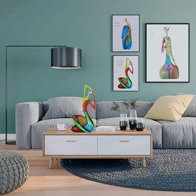 Minimalist Abstract Yoga Art Woman Statues and Sculptures, Creative Full-Color Oil Painting Art Female Statue, Modern Living Room Room Porch Centerpieces Bookcase Entryways Desktop Decor Crafts (C)