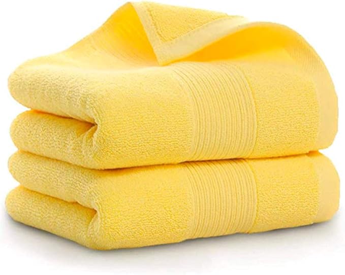 PUPOPIK Hand Towels for Bathroom 2 Pack-100% Cotton Hand Towel (14 x 30 Inch), Highly Absorbent and Quick Dry Face Washcloth, Home Soft Premium Towel for Hotel, Bath, Kitchen and Spa(Yellow)