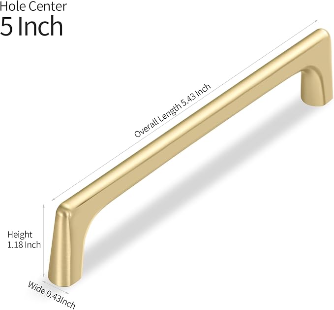 Lardmon 3 Pack Brushed Gold Modern Cabinet Pulls 5 Inch(128mm) Hole Center Timeless Drawer Pulls Vanity Pulls Classic Solid Kitchen Cabinet Handles Hardware for Dresser, 5.4 Inch(138mm) Total Length