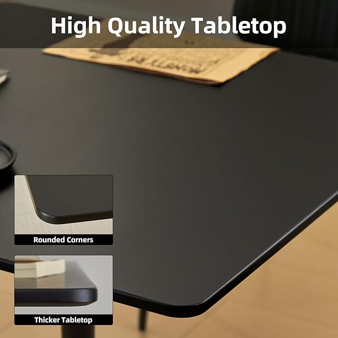 Square Dining Table, 31.5" Tulip Table with Thickened Tabletop & Metal Pedestal, Mid Century Modern Bistro Table for Kitchen, Small Places, Living Room, Cafe (Black)