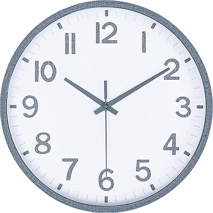 Wall Clocks Battery Operated 12 inch Modern Wall Clock,Silent Non Ticking Wall Clock for Living Room Bedroom Kitchen Office Classroom Decor (Wood Grain Gray White)