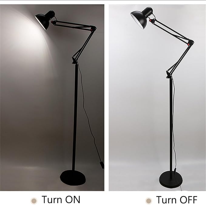 Floor lamp with Table Metal Swing Arm Floor Lamp Adjustable Architect Reading Lamp Tall Pole Standing Lamp with Heavy Duty Base for Living Room Bedroom Study Room Office
