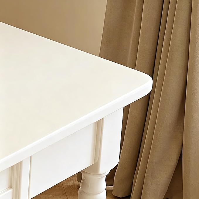Solid Wooden Desk with Drawers, Small Writing Desk with Drawers for Computer, PC Desk for Work, Study or Gaming, Easy to Assemble (Ivory White, 31.5IN)