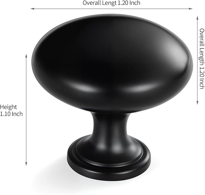 Lardmon 10 Pack Matte Black Round Cabinet Knobs 1.2 Inch(30.5mm) Dia. Drawer Knobs Modern Single Hole Cabinet Pulls Solid Kitchen Knobs Cabinet Handles Heavy Duty Kitchen Hardware for Dresser
