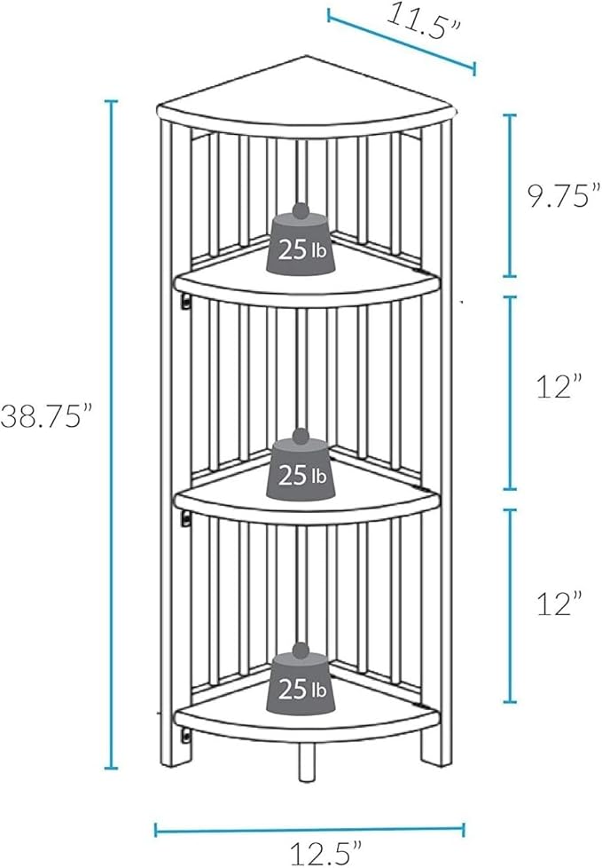 Casual Home 4-Shelves Corner Folding Bookcase, White