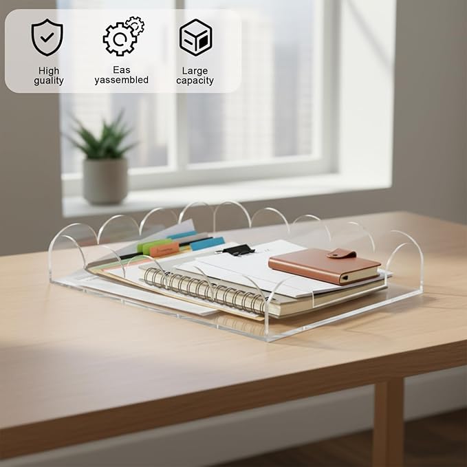 Acrylic Letter Tray,Desk Organizers and Accessories for Papers,Documents,Folders,Notebooks and Stationery,Magazine File Holder for Office,Home and Classroom