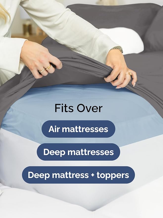 Extra Deep King Sheet Set - 6 Piece Breathable and Cooling Sheets - Hotel Luxury Bedding for Women, Men, Kids & Teens - Easy & Secure Fit - Soft, Wrinkle Free and Comfy w/ Extra Deep Pockets - Grey