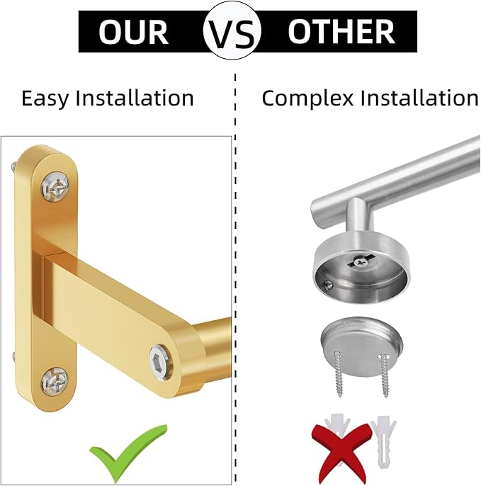 Gold Towel Bar, KLJKPA Towel Bar for Bathroom Wall 16 Inch, Stainless Steel Heavy Duty Single Towel Rod Holder