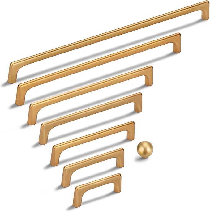 Lardmon 10 Pack Champagne Bronze Modern Cabinet Pulls 3.75 Inch(96mm) Hole Center Timeless Drawer Pulls Vanity Pulls Classic Solid Kitchen Cabinet Handles Hardware for Dresser