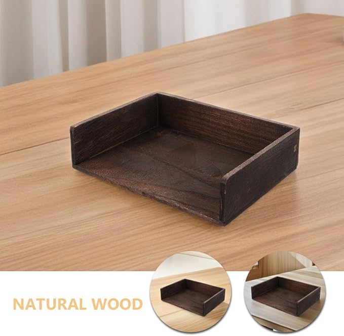 Homoyoyo 2pcs Vintage Solid Wood Desktop Organizer with Design Natural Wood Finish for Office Supplies and Books Stylish Storage for Home and Study Rooms