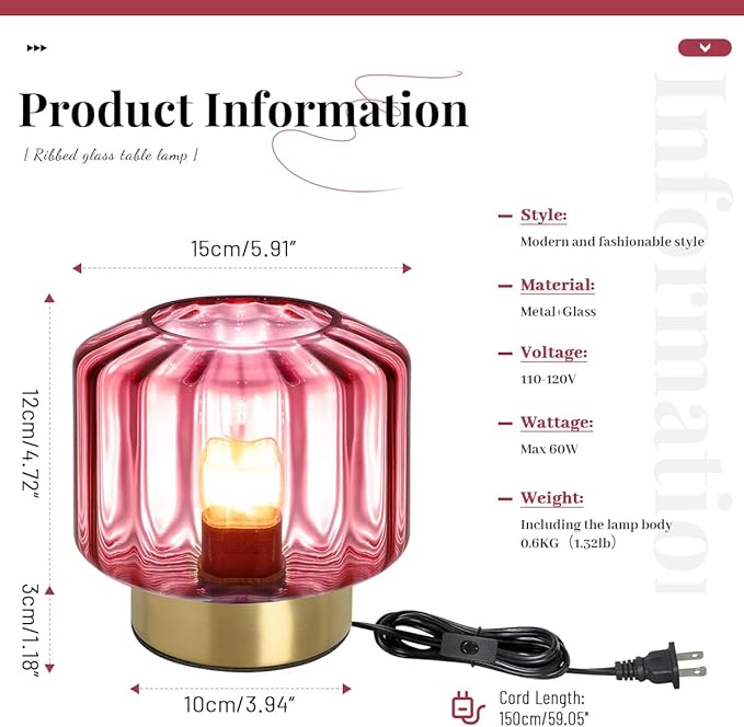 touch table lamps set of 2 Mid Century Modern lamp Gold Table lamp Purple Glass Desk lamp nightstand lamp vintage desk lamp small table light table lamp for end table Bedroom Living Room farmhouse