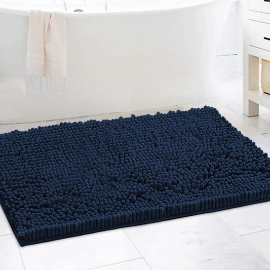 H.VERSAILTEX Bathroom Rugs Bath Mat Bath Rugs Bath Mats for Bathroom Non Slip Extra Thick Buncy Soft Chenille Bath Rug Fulffy Shag, Indoor Rug Carpet for Living Room (Navy, Extra Large 24" x 36")