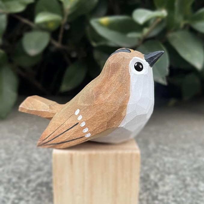 Bird Figurines Hand Carved Painted Wooden Statues for Home Decor, Gift for Bird Lovers,Housewarming, Birthday, Christmas, Anniversaries (NO.12-Regulus satrapa)