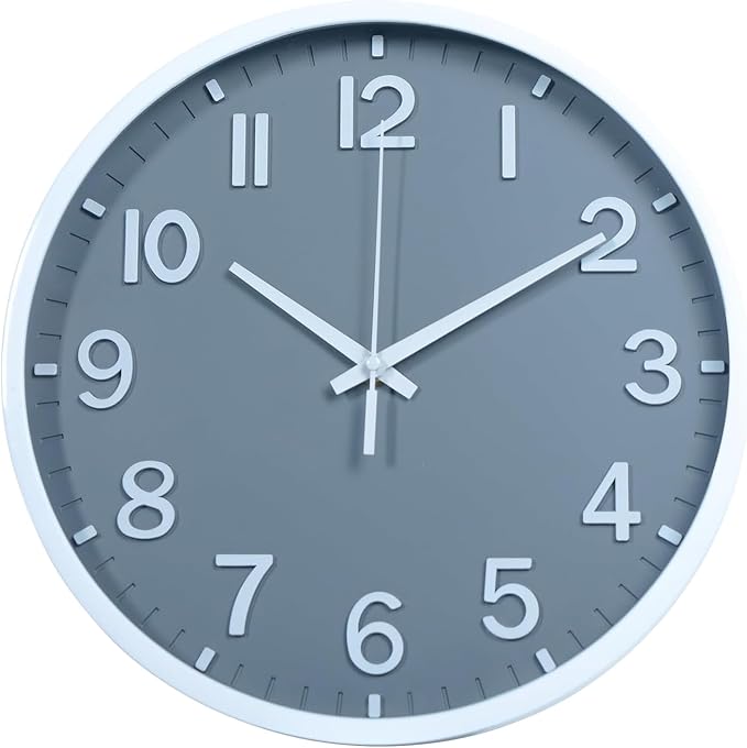 Wall Clocks Battery Operated 14 inch Modern Wall Clock,Silent Non Ticking Wall Clock for Living Room Bedroom Kitchen Office Classroom Decor (Wood Grain Yellow White)