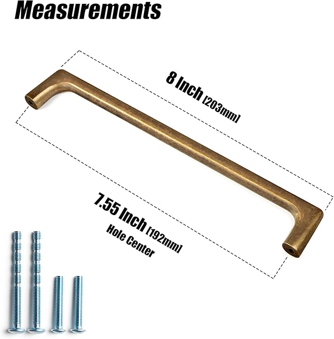 Goo-Ki Antique Brass Cabinet Pulls with 7.6''(192mm) Hole Centers, Retro Style Zinc Alloy Cabinet Handles for Dresser,Wardrobe,Cupboard- 2 Pack