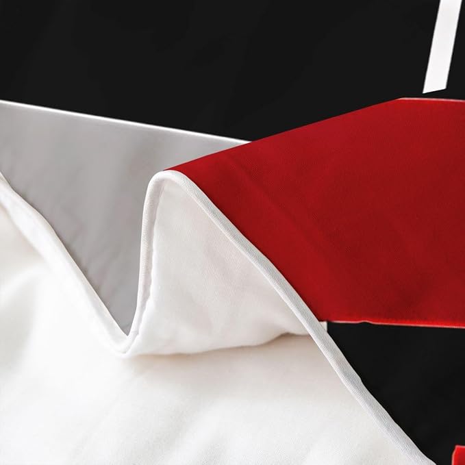 Erosebridal Red Black Grey Bedding Set King Geometric Triangle Stripe 100% Cotton Duvet Cover Simple Lines Comforter Cover for Kids Teens Adults Nordic Style Bed Set 3 Pcs