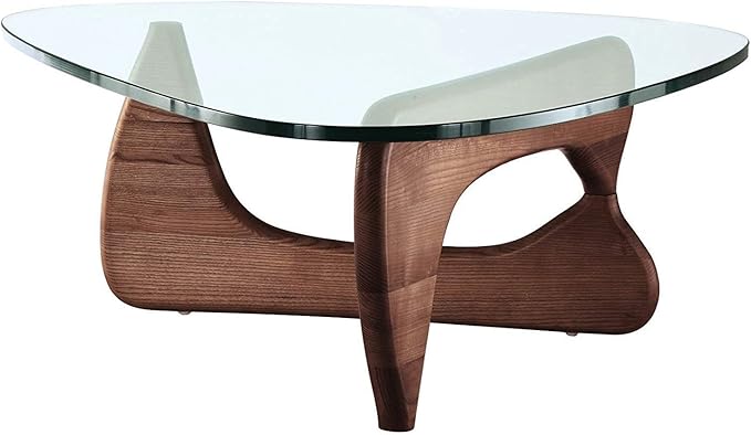 EMODERN FURNITURE eMod - Noguchi Triangle Coffee Table Glass Top (Walnut)