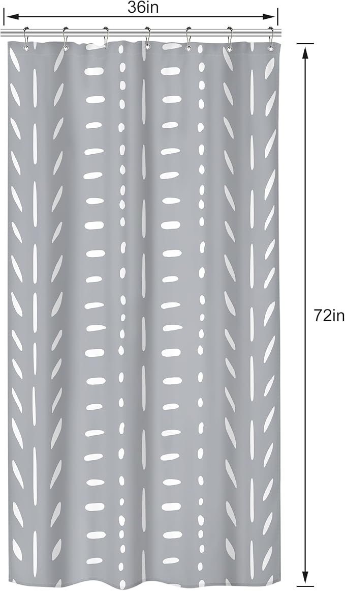 Riyidecor Stall Small Boho Gray Half Size Shower Curtain Chevron Herringbone Striped Geometric 36Wx72H Inch Single Narrow Tiny Walkin Stand Up Fabric Decor Bathroom Polyester Waterproof 7 Pack Hooks
