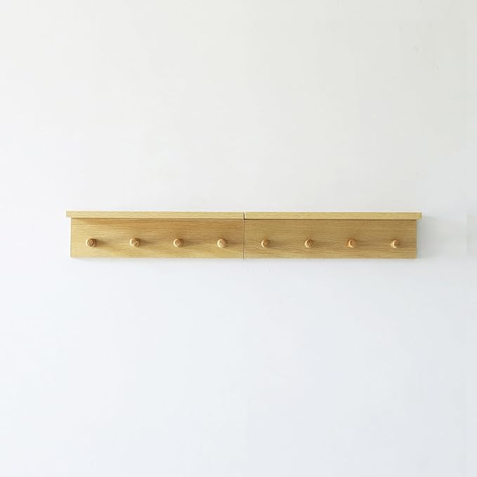 Entrance Coat Rack ，Coat Hooks, Wall-Mounted Wooden Hook Rack, Wall-Mounted Shelves are Very Suitable (Oak Color Finish—A-2)