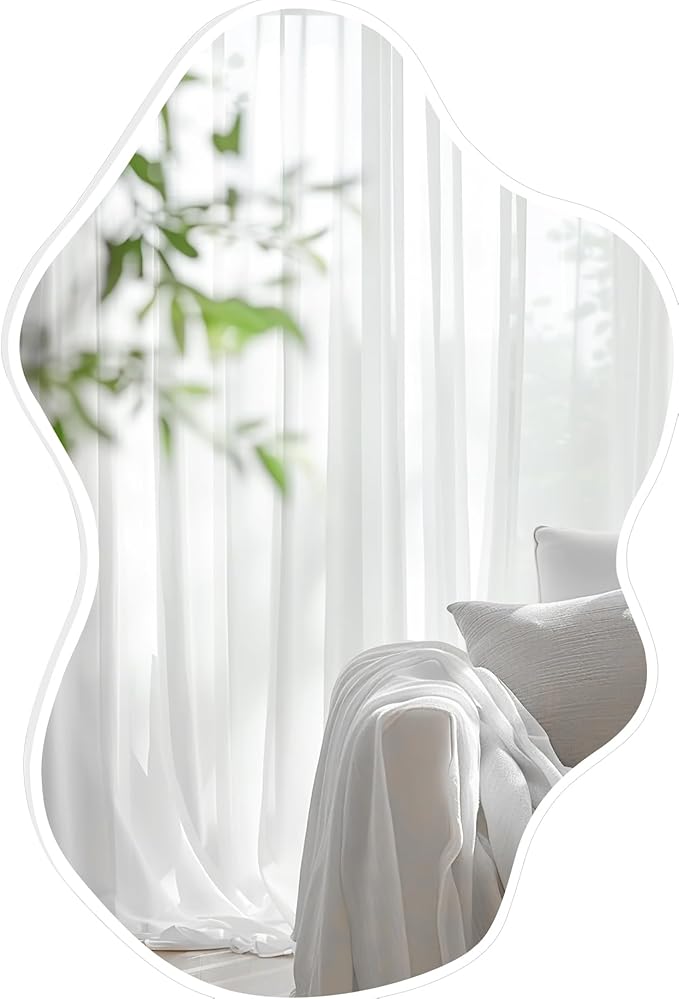 White Irregular Wall Mirrors 24''x36'', Clouds Decorative Modern Mirror for Bedroom Bathroom Living Room or Entryway
