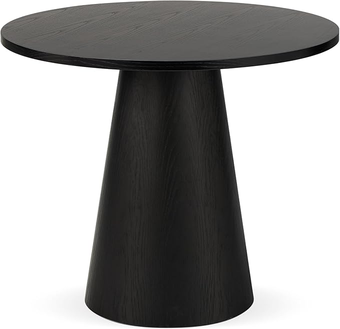 47" Round Pedestal Dining Table, Black Solid Wood Kitchen Table for 4, Rustic Farmhouse Round Table for Dining Room, Breakfast Nook