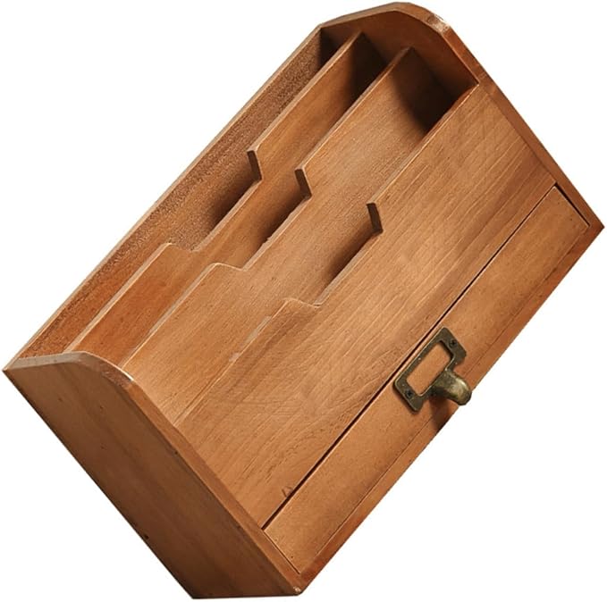 STOBAZA 1pc Desktop Bookshelf Organizer Wooden Sundries Container Storage Rack Multi Design for Home Office Dormitory Convenient Desktop Holder Chocolate Finish