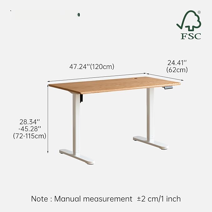 Electric Standing Desk, Height Adjustable Sit Stand Up Solid Wood Home Office Computer Desk, for Study Gaming Writing Study Bedroom Rising Desks 47.24" W