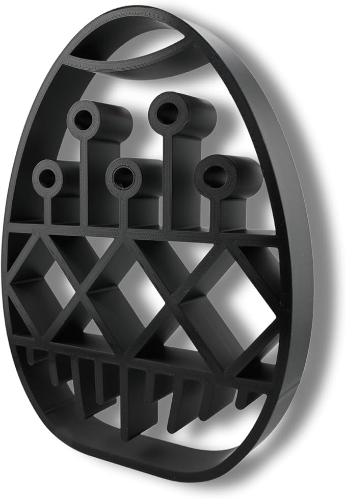 Easter Egg Sculpture – Minimalist Decorative Accent for Spring & Year-Round Home Decor | Collectible Design | Modern Holiday Display (Geometric Pattern Matte Black)