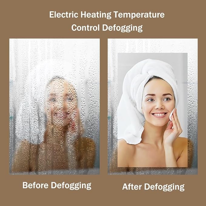 Modern Smart Anti-Fog Bathroom Mirror with Lights, Half Moon LED Wall Mirror, 3 Colors Dimmable Makeup Vanity Mirror, Large Frameless Decorative Mirror for Living Room(Right Cut,47"x32")