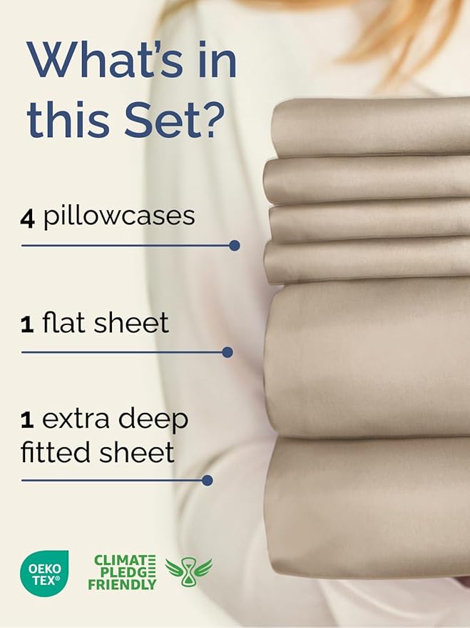 Extra Deep King Sheet Set - 6 Piece Breathable and Cooling Sheets - Hotel Luxury Bedding for Women, Men, Kids & Teens - Easy & Secure Fit - Soft, Wrinkle Free and Comfy - Extra Deep Pockets - Cream