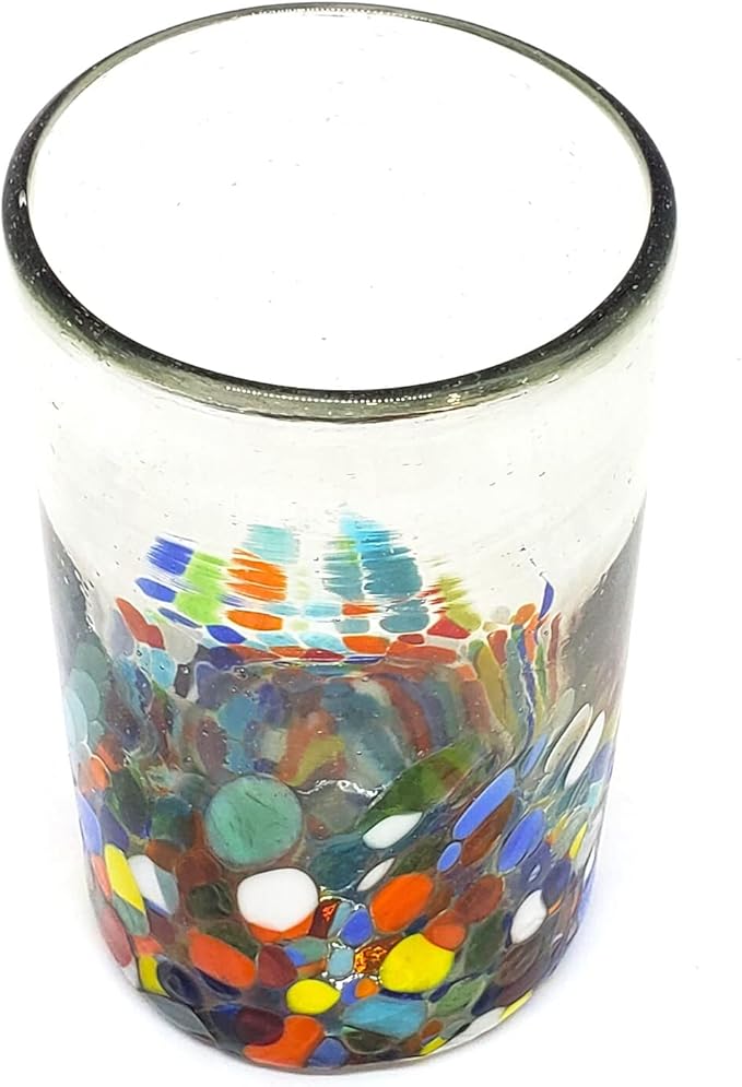 Clear & Confetti 14 oz Drinking Glasses (set of 6), Recycled Glass, Lead-free, Toxin-Free (Drinking)