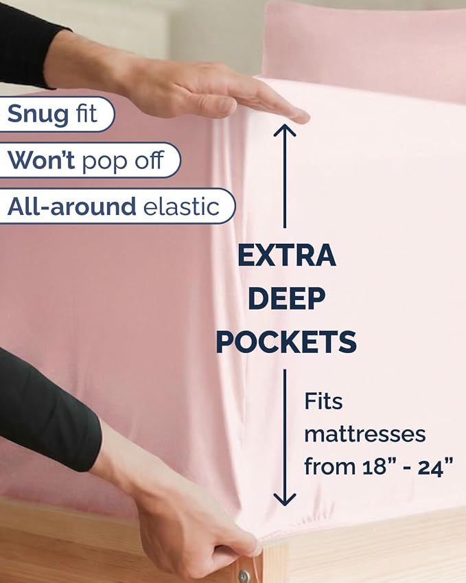 Extra Deep Twin XL Sheet Set - 4 Piece College Dorm Bed Sheets Set with Extra Deep Pockets - Ultra-Soft, Comfy & Breathable Bedding for Women, Men, Kids & Teens - Wrinkle & Fade Free - Lavender Pink
