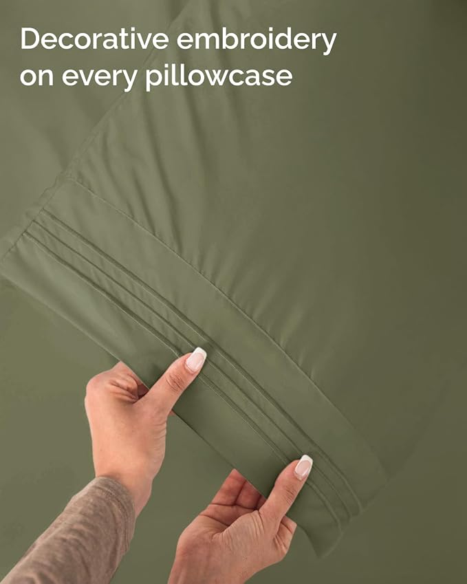Twin Size 3 Piece Sheet Set - Comfy Breathable & Cooling Sheets - Hotel Luxury Bed Sheets for Women and Men - Deep Pockets, Easy-Fit, Soft and Wrinkle Free Sheets - Sage Green Oeko-Tex Bed Sheet Set